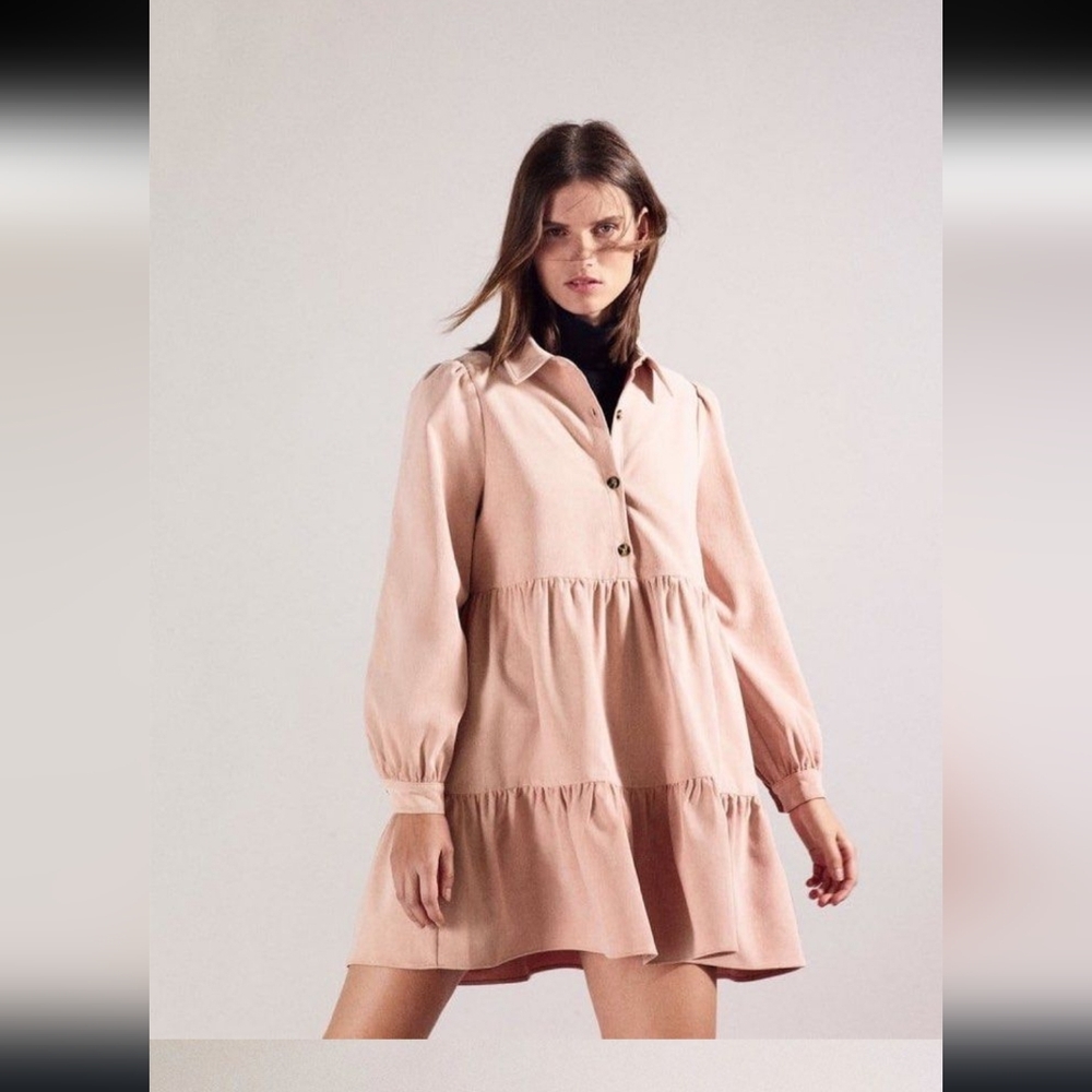 Zara Tiered Corduroy dress